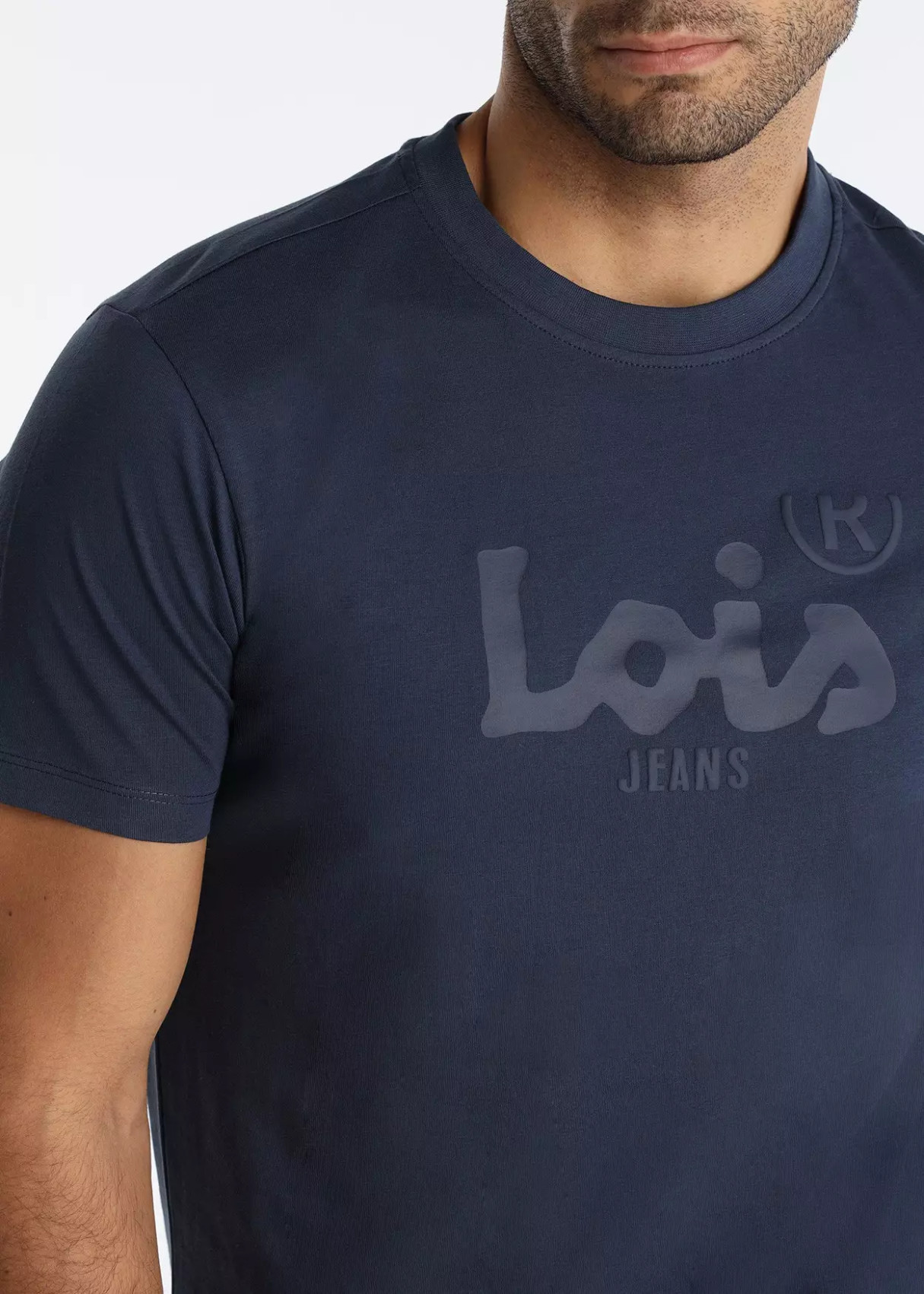 Camiseta Básica manga corta Cuello Caja Gráfica Azul