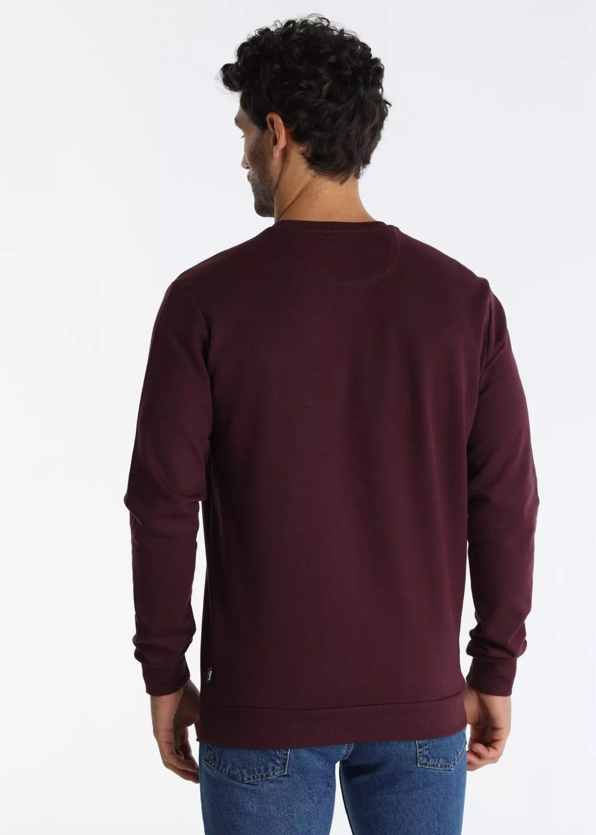Sudadera Básica Sin Capucha Cuello Caja Logo Parche rojo