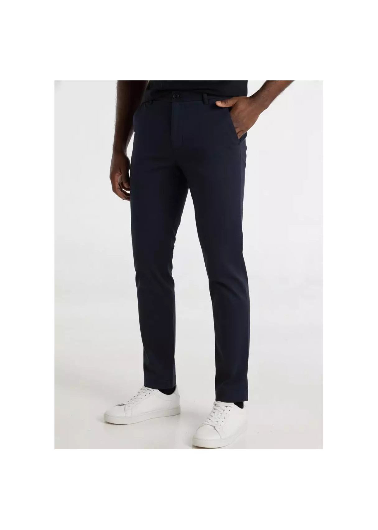 Pantalon Chino Twill Regular Fit Tiro Medio azul