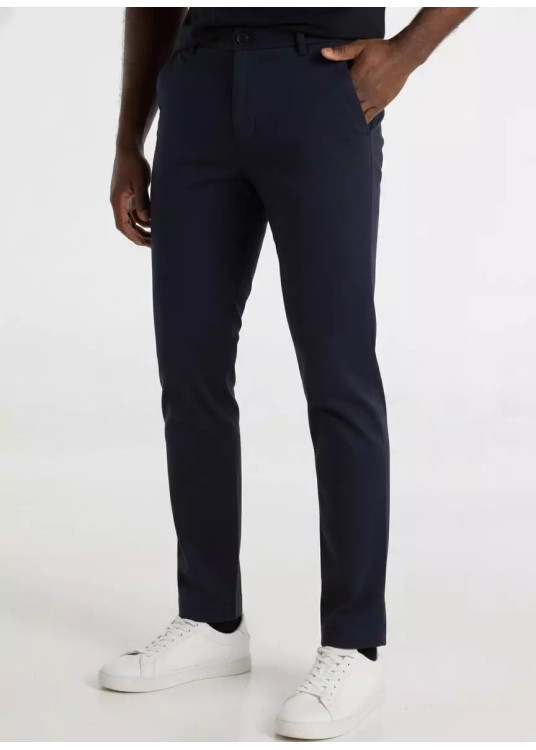 Pantalon Chino Twill Regular Fit Tiro Medio azul