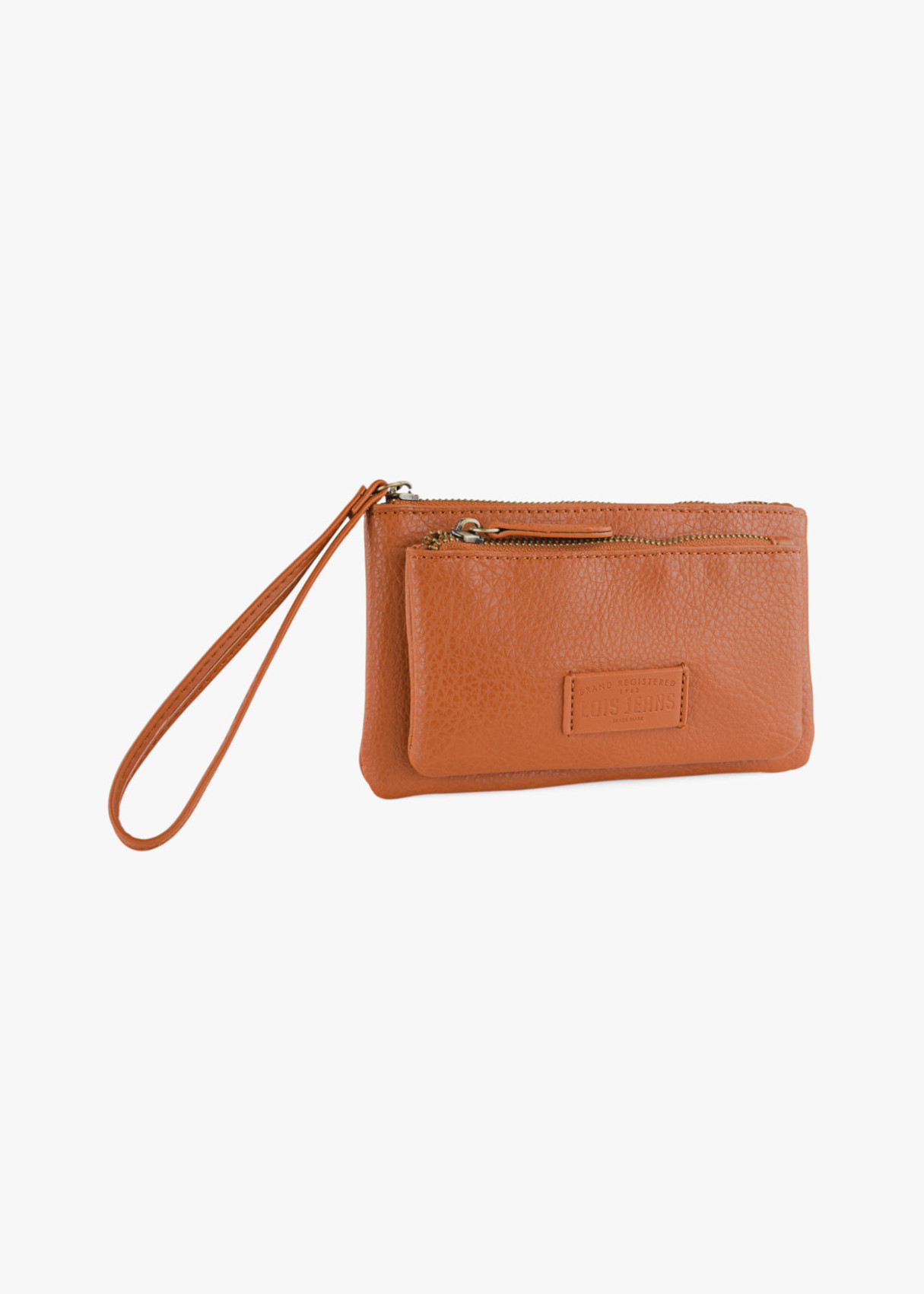 Bolso de mano con compartimentos y cremallera  cuero