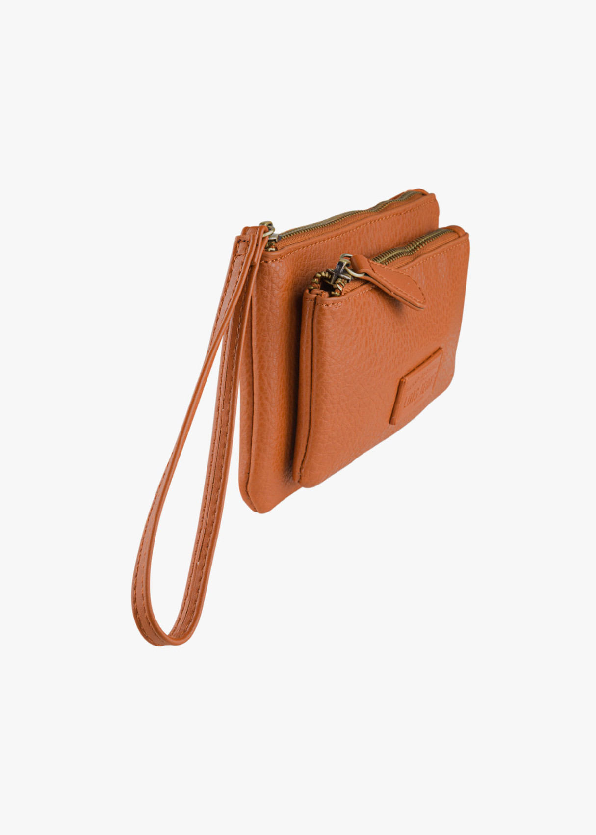 Bolso de mano con compartimentos y cremallera  cuero