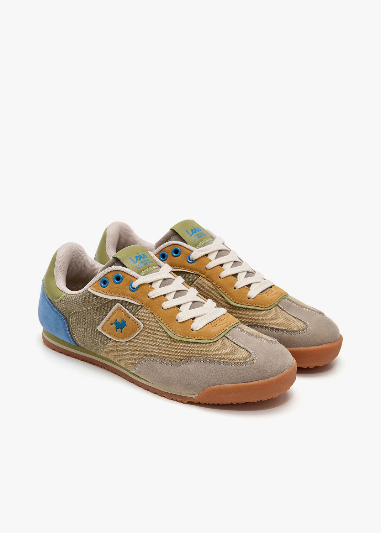 Bambas retro casual estilo Runner plana beige