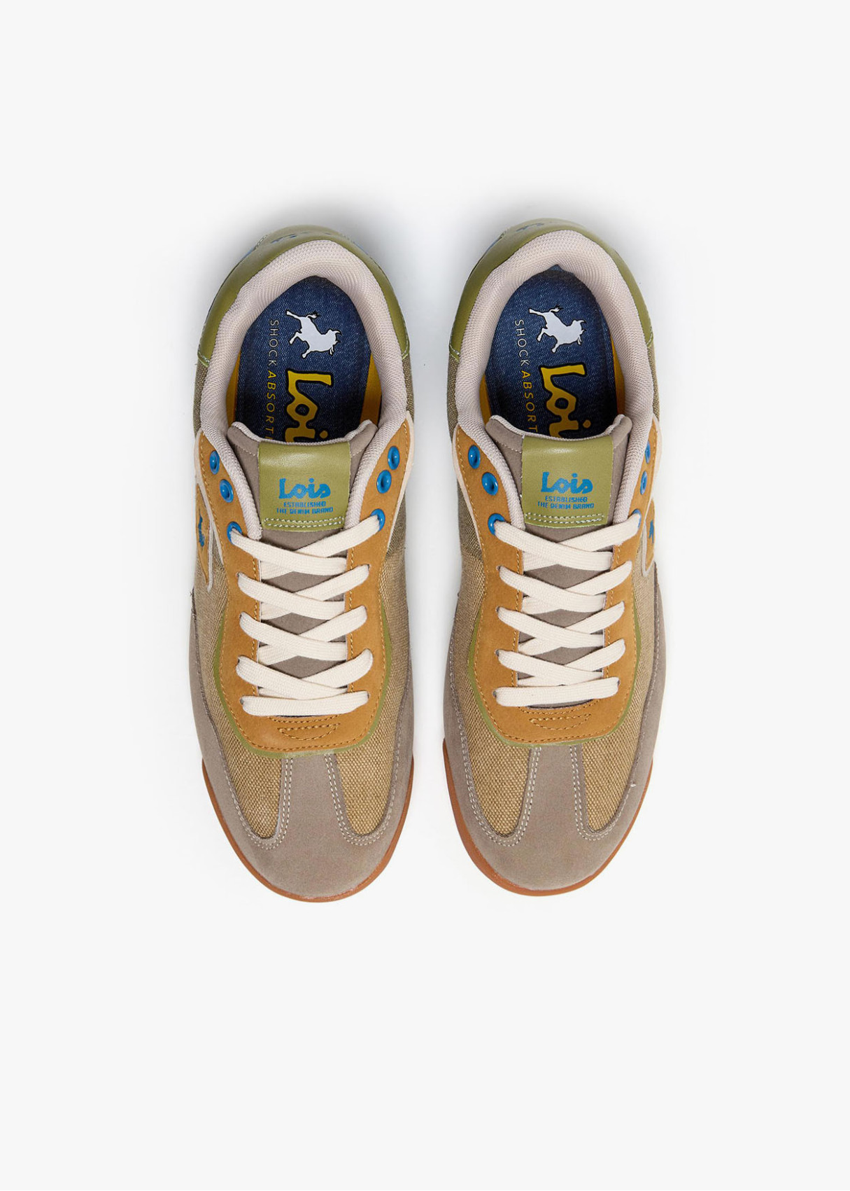 Bambas retro casual estilo Runner plana beige