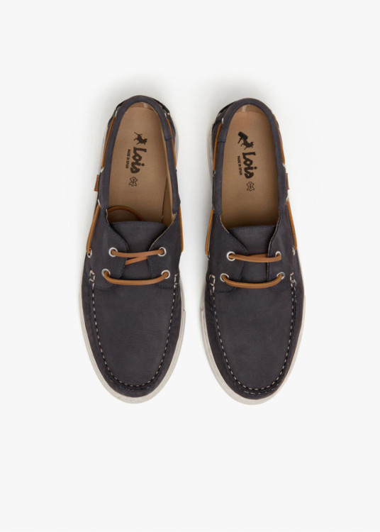 Náuticos Piel Nobuck Con cordones azul marino