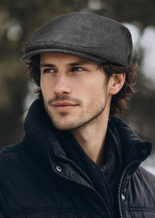 Boina inglesa estilo flat cap clásica gris antracita