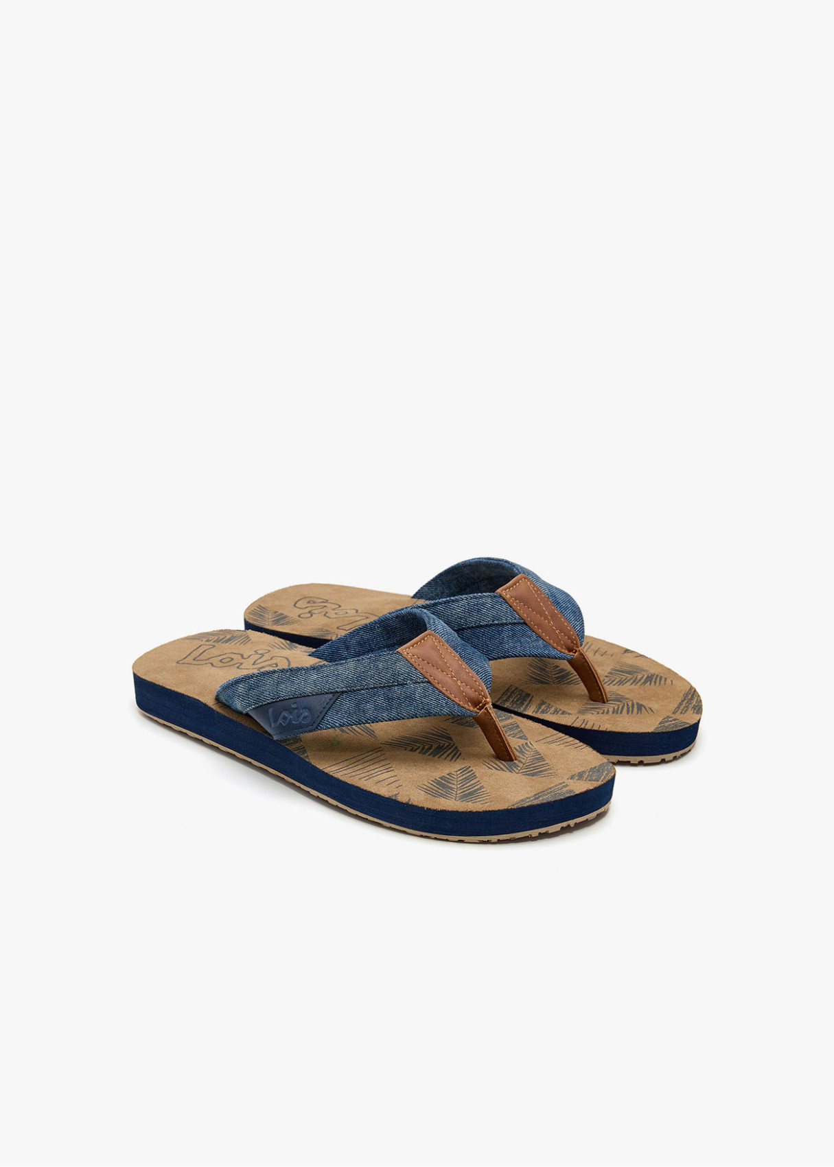 Sandalias planas casual estampado azul