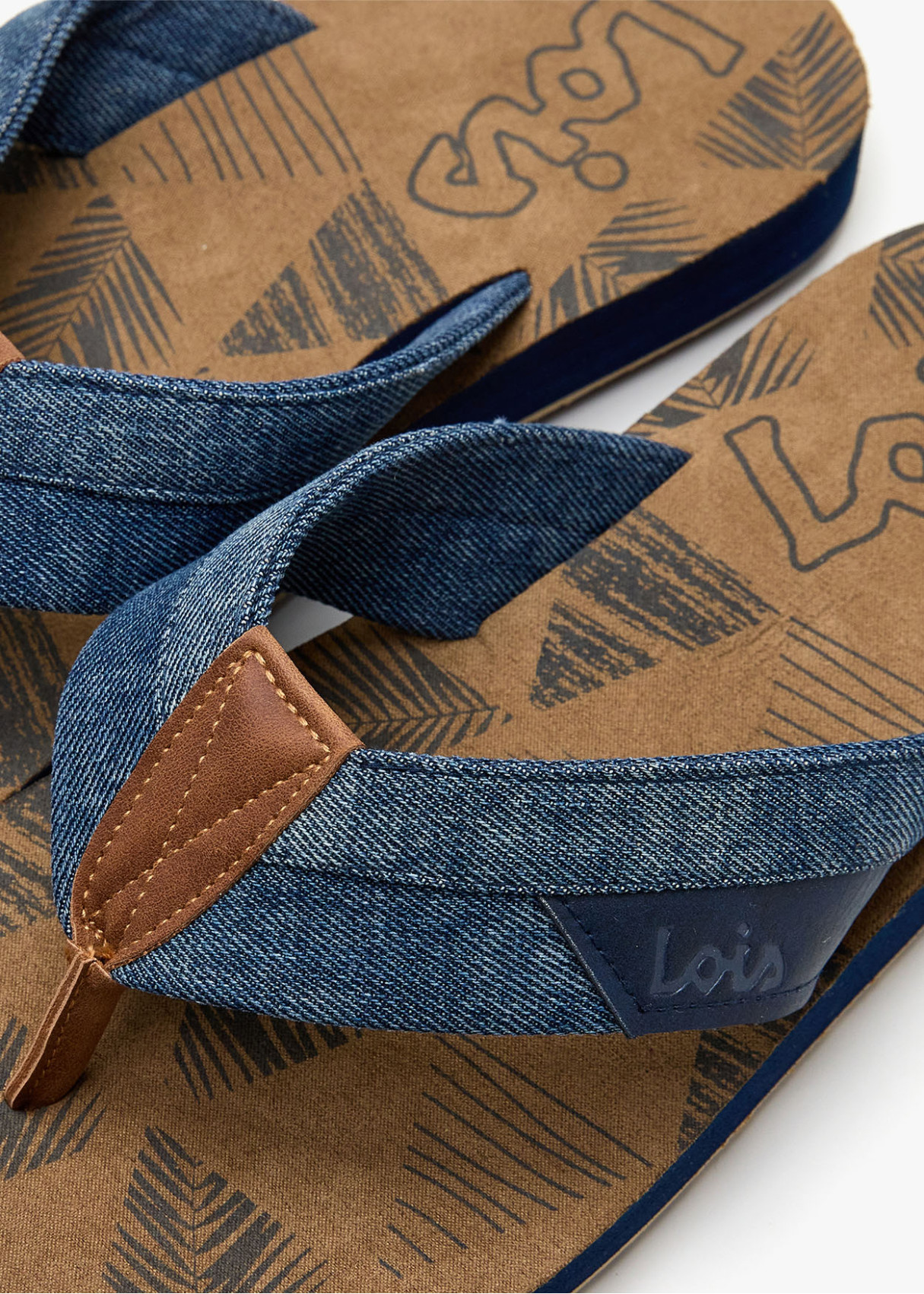 Sandalias planas casual estampado azul