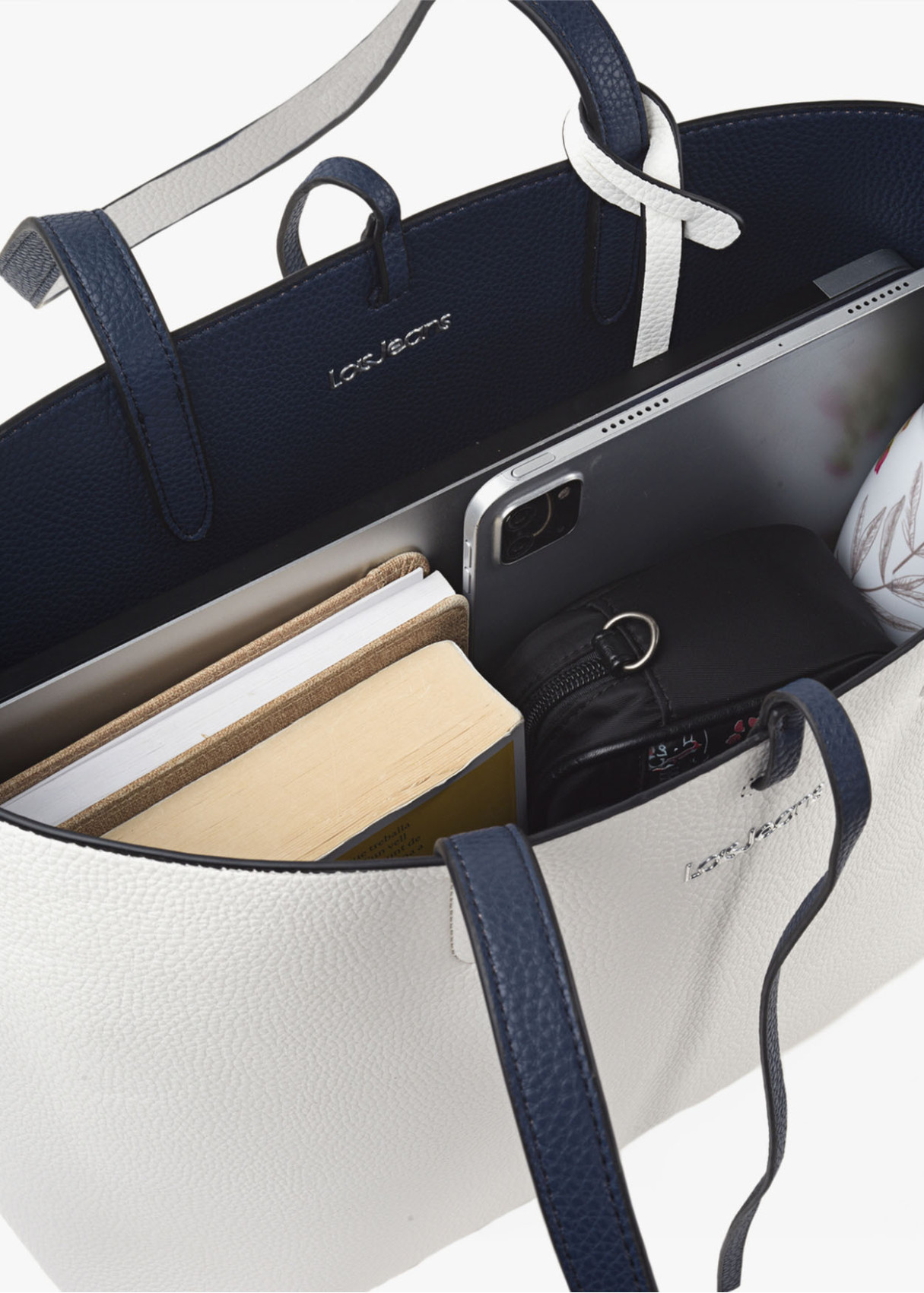 Bolso shopper Reversible doble asa y bandolera azul marino