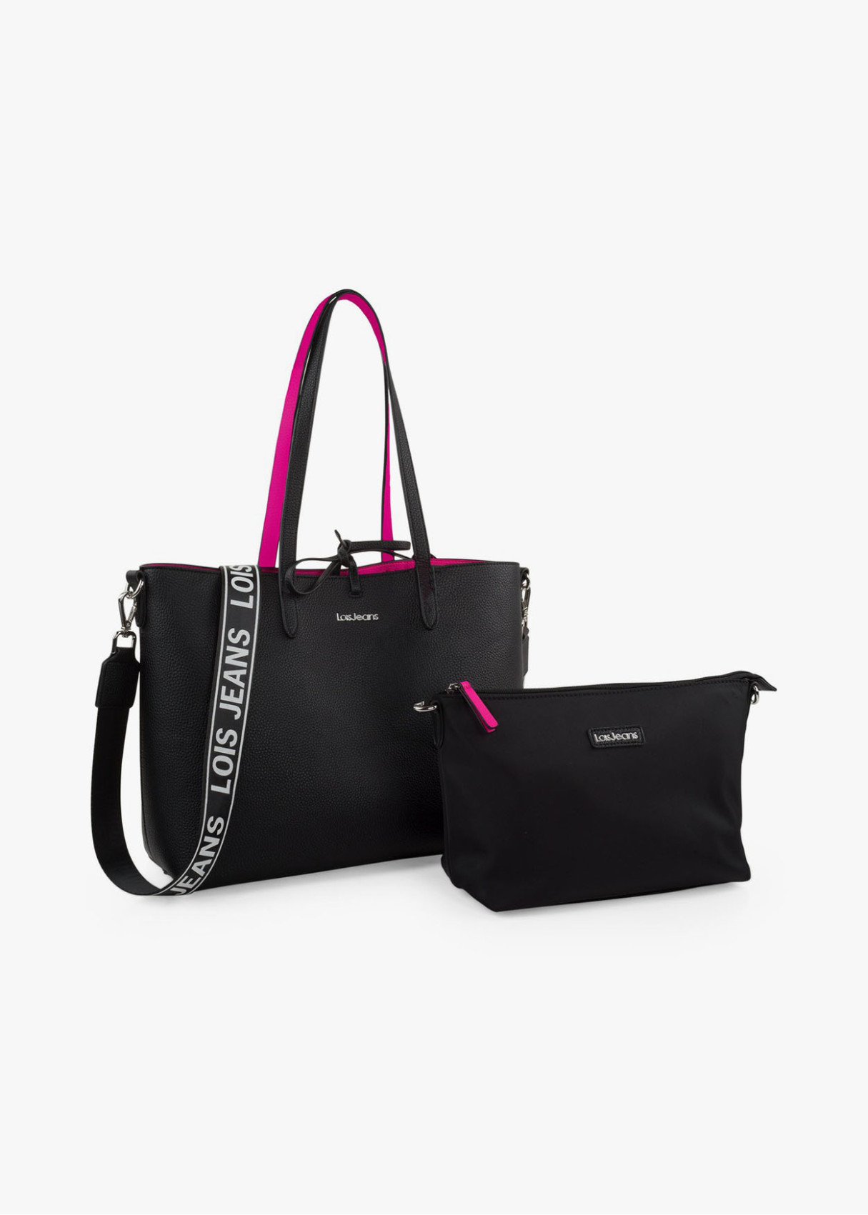 Bolso shopper Reversible doble asa y bandolera negro