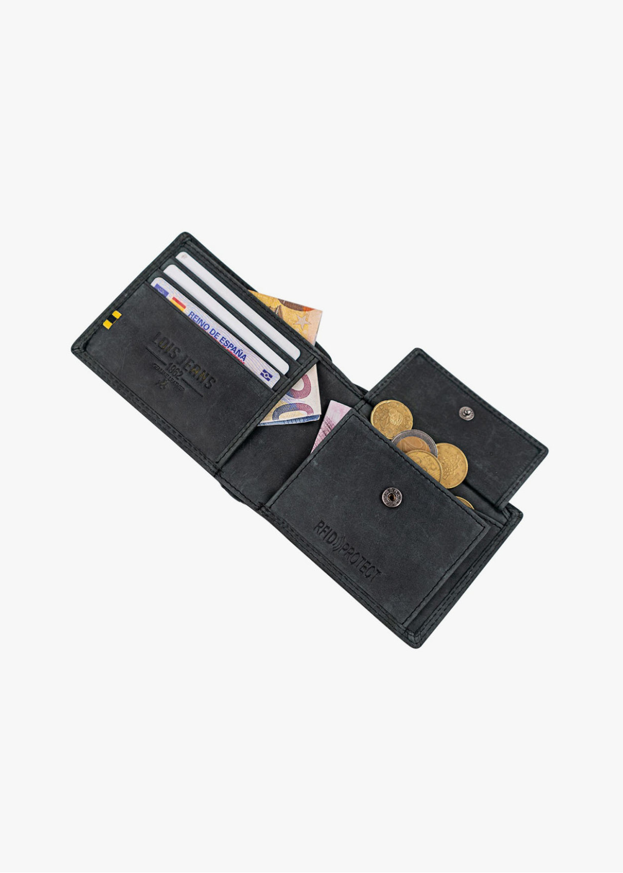 Cartera De Piel Con monedero Y Tarjetero gris