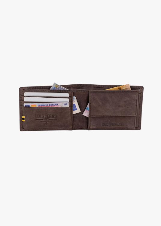 Cartera De Piel Con monedero Y Tarjetero marrón
