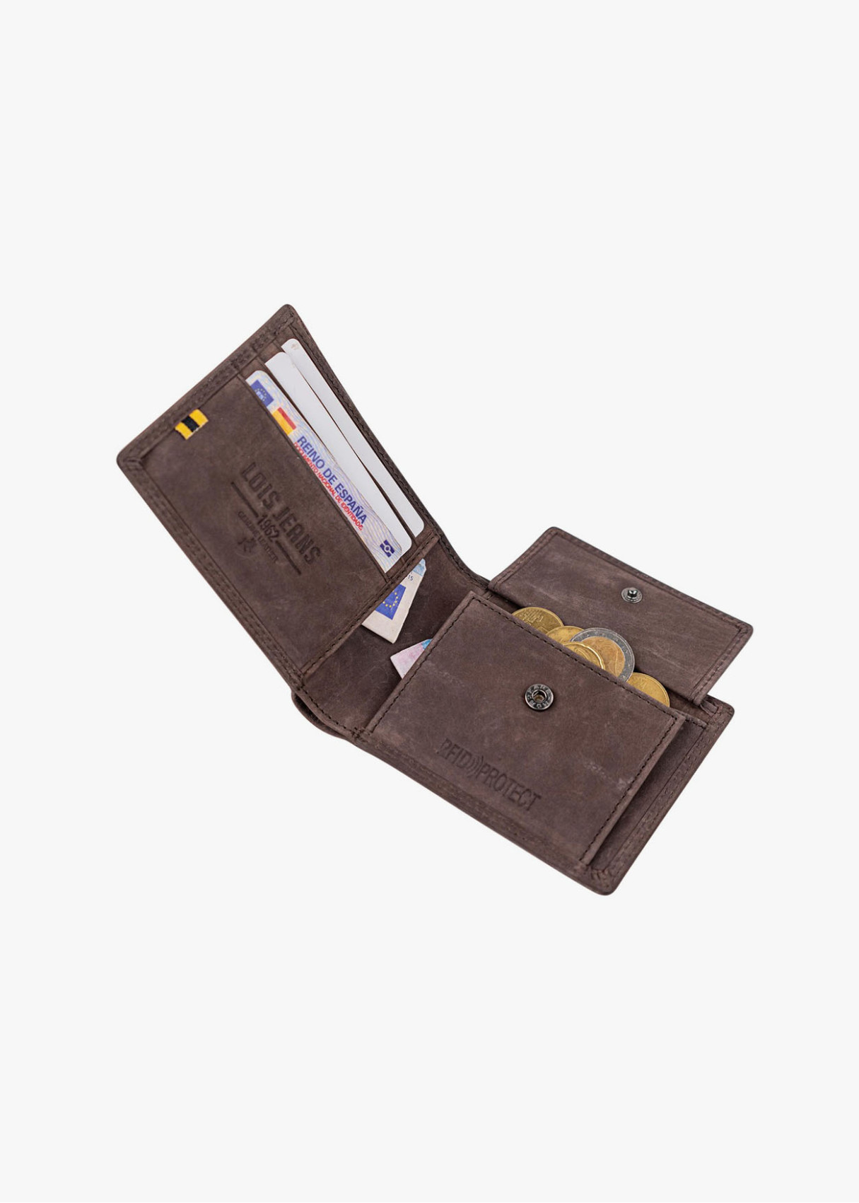 Cartera De Piel Con monedero Y Tarjetero marrón