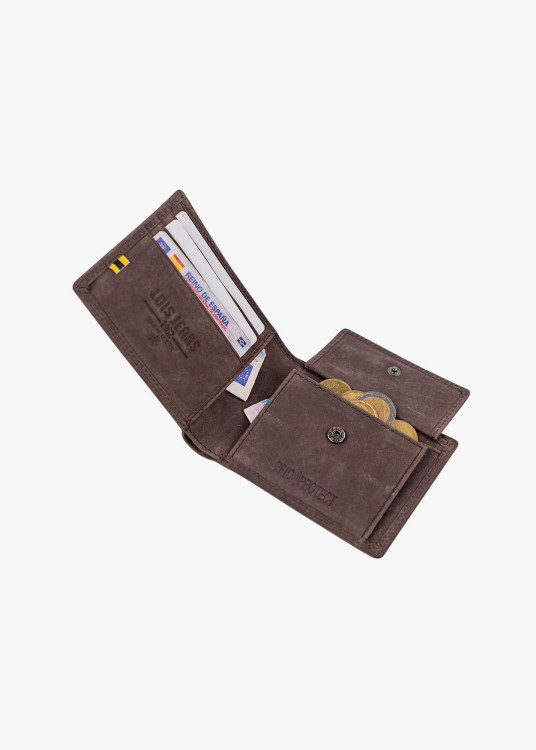 Cartera De Piel Con monedero Y Tarjetero marrón