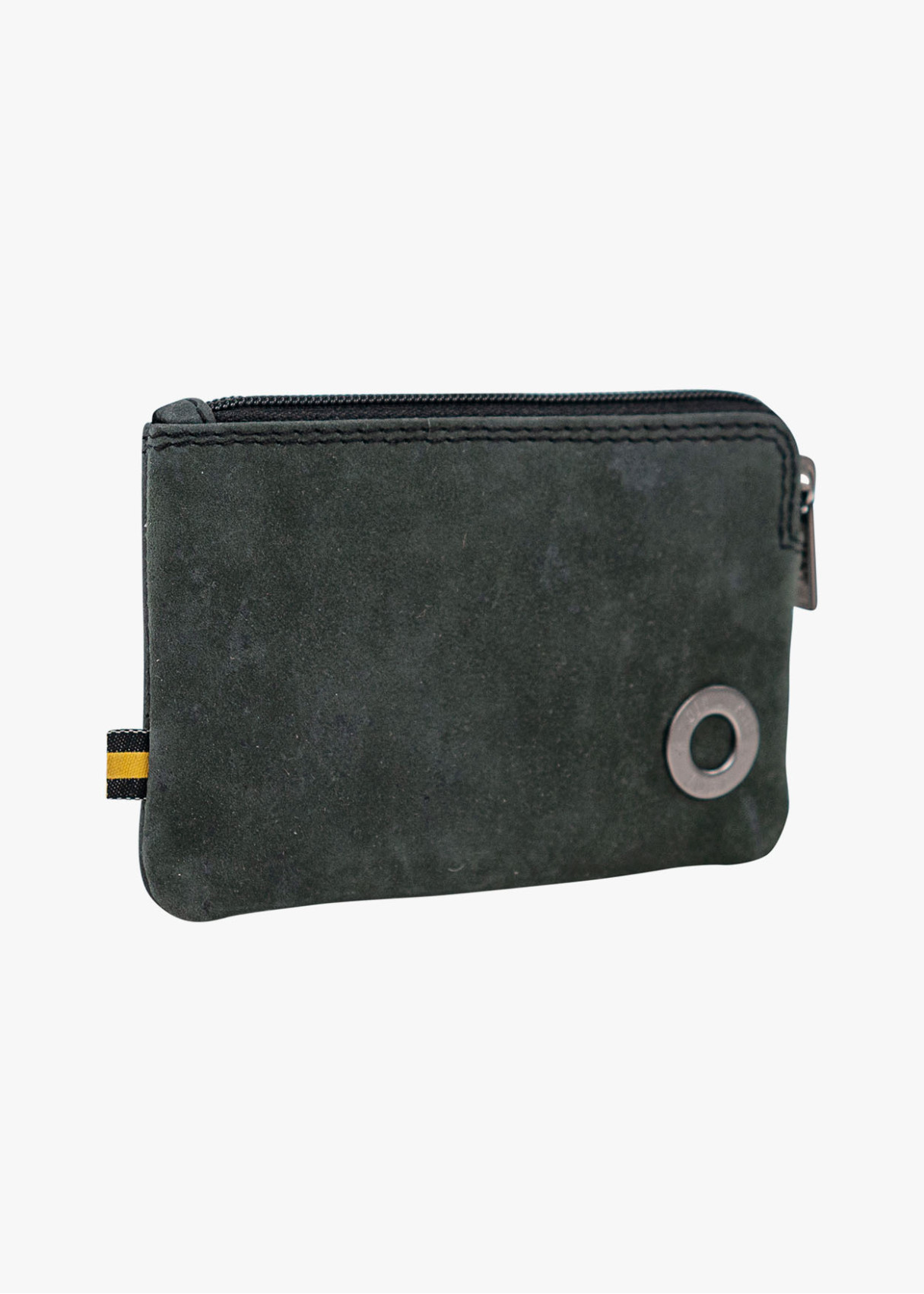 Monedero Piel Compacto con llavero gris