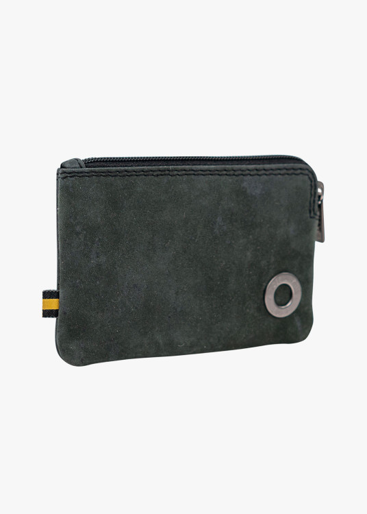 Monedero Piel Compacto con llavero gris