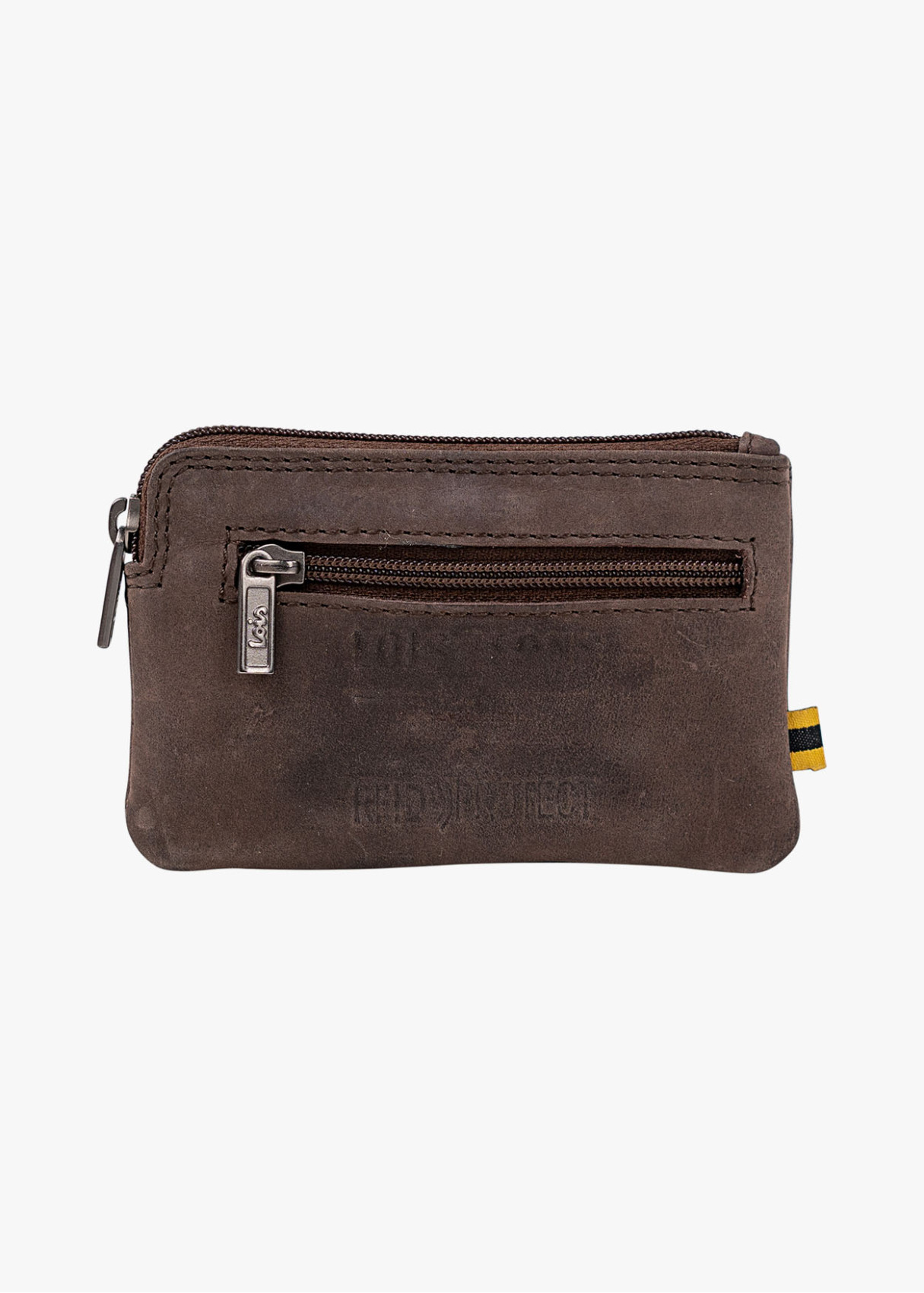 Monedero Piel Compacto con llavero marrón