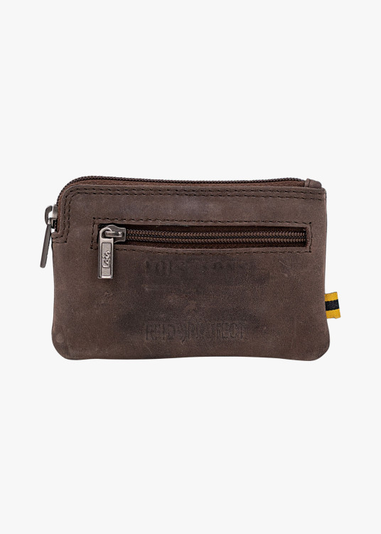 Monedero Piel Compacto con llavero marrón