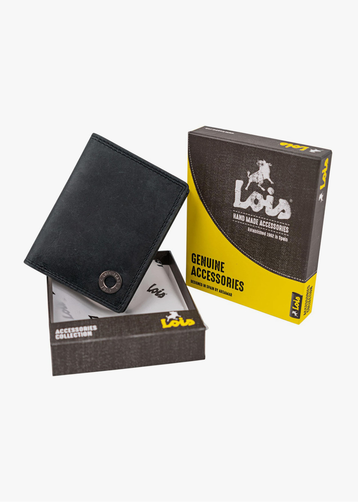 Cartera tarjetero De Piel vertical monedero interior gris