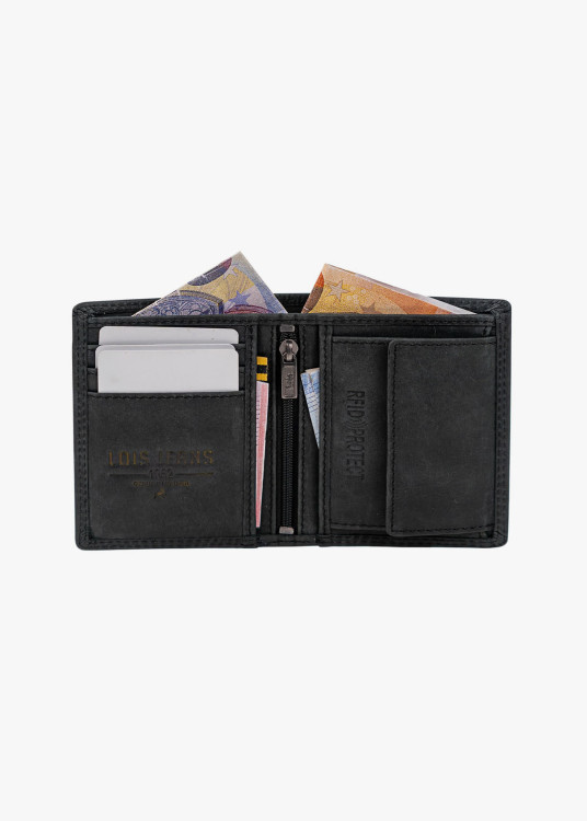 Cartera tarjetero De Piel vertical monedero interior gris