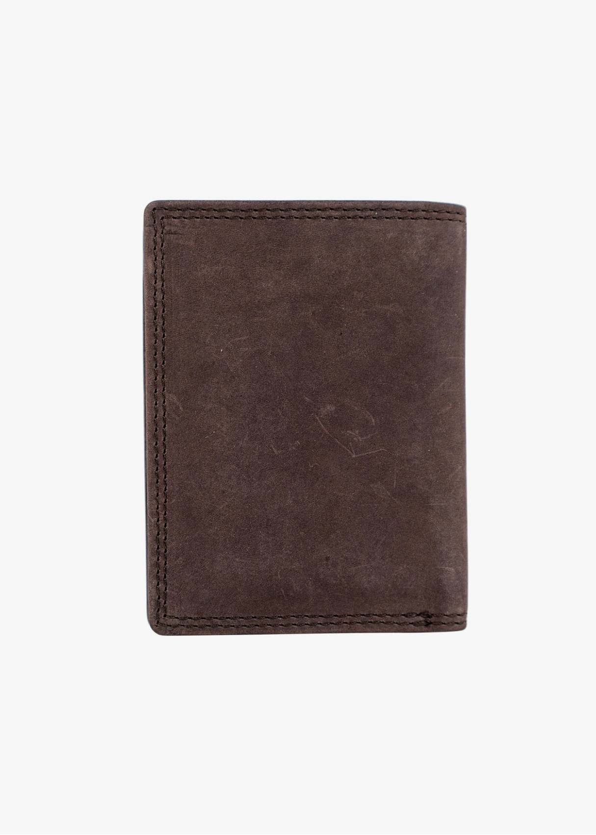 Cartera vertical de piel con tarjetero marrón