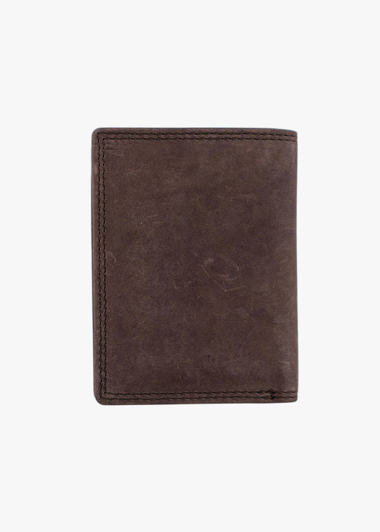 Cartera vertical de piel con tarjetero marrón