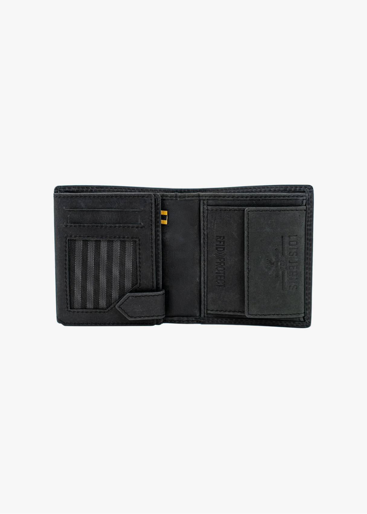 Cartera De Piel vertical múltiples compartimentos gris