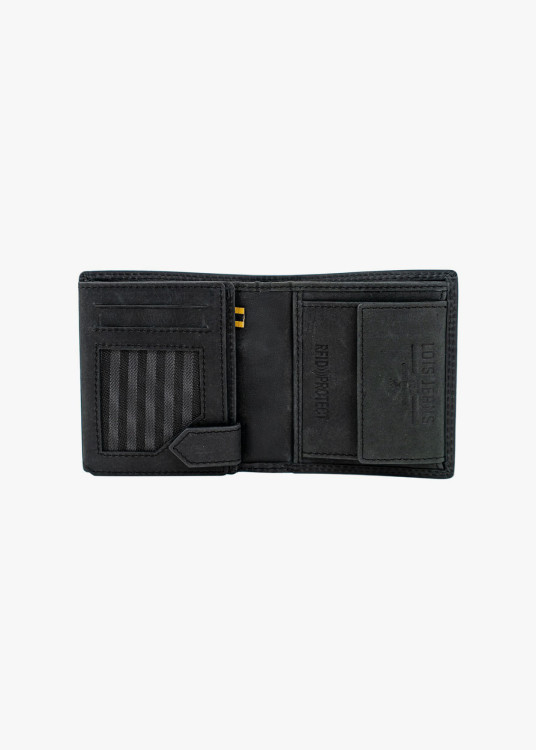 Cartera De Piel vertical múltiples compartimentos gris