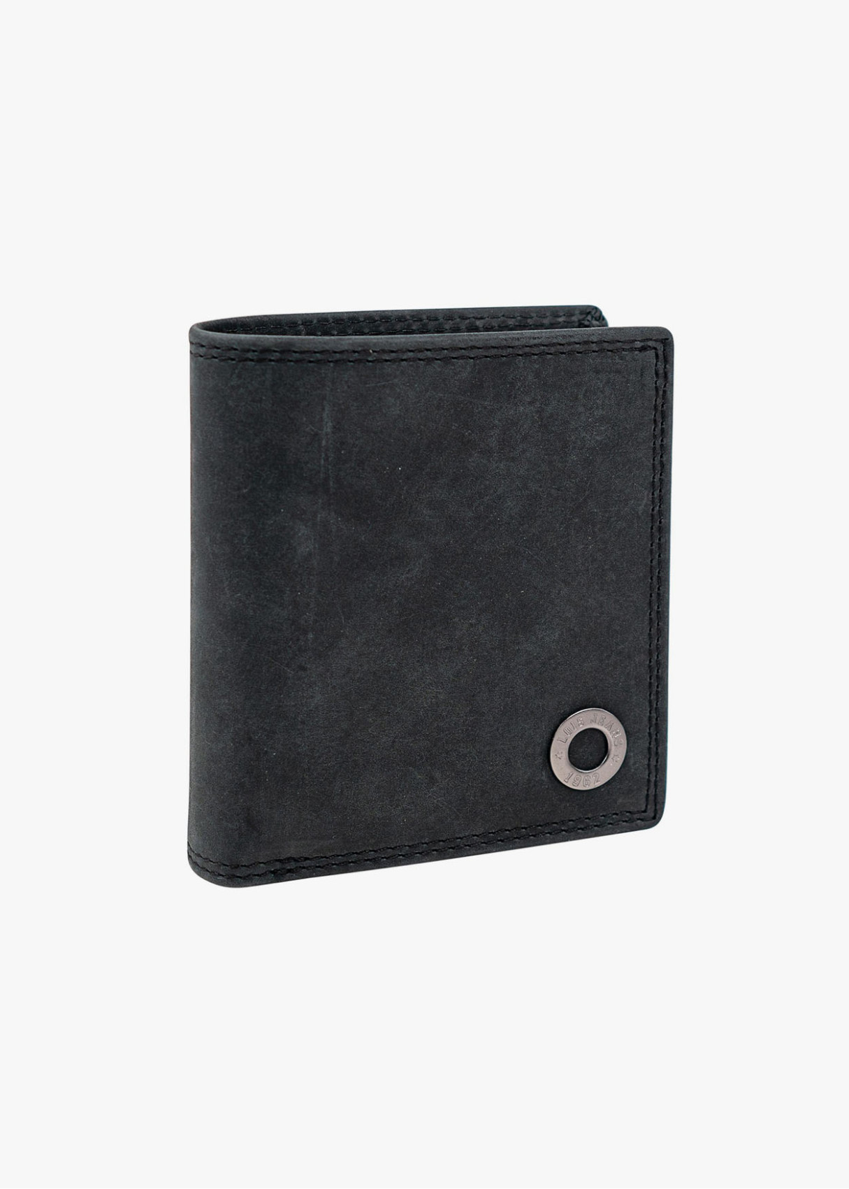 Cartera De Piel vertical múltiples compartimentos gris