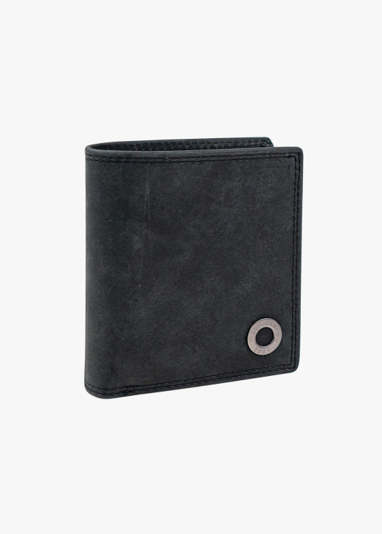 Cartera De Piel vertical múltiples compartimentos gris