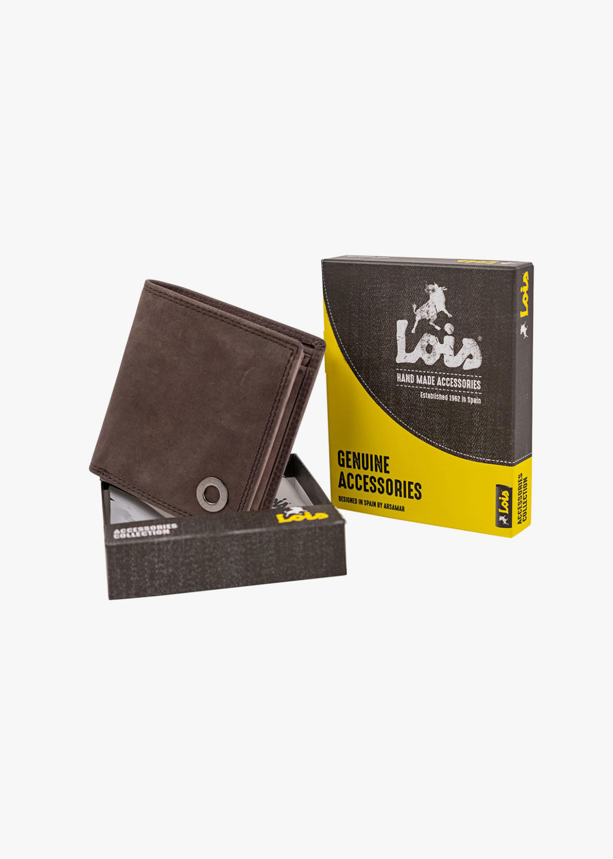 Cartera De Piel múltiples compartimentos marrón