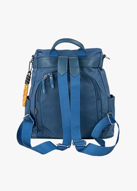 Mochila bolsillo trasero azul