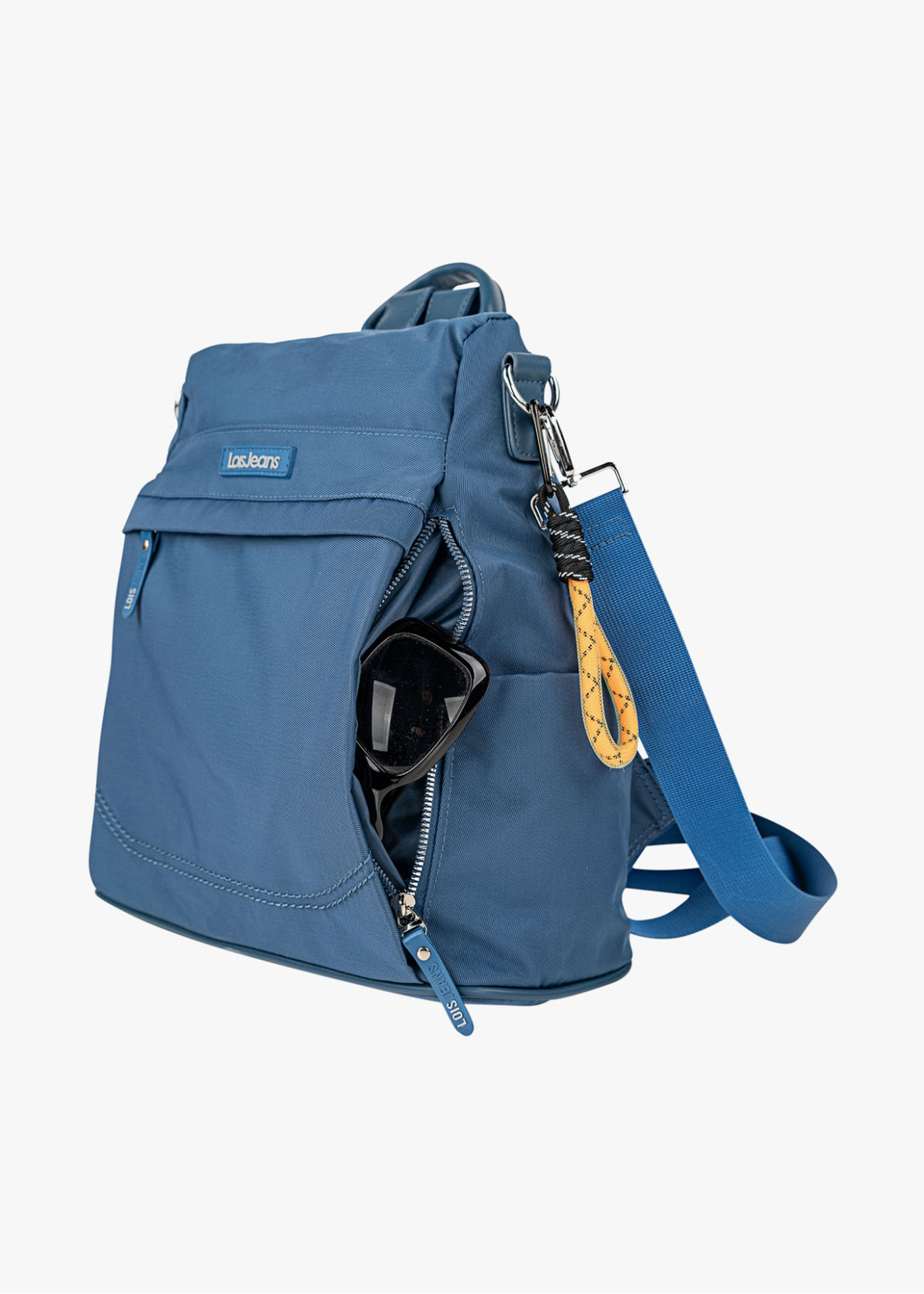 Mochila bolsillo trasero azul