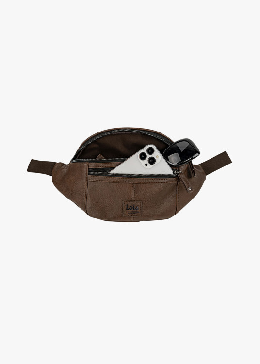 Riñonera efecto piel marrón