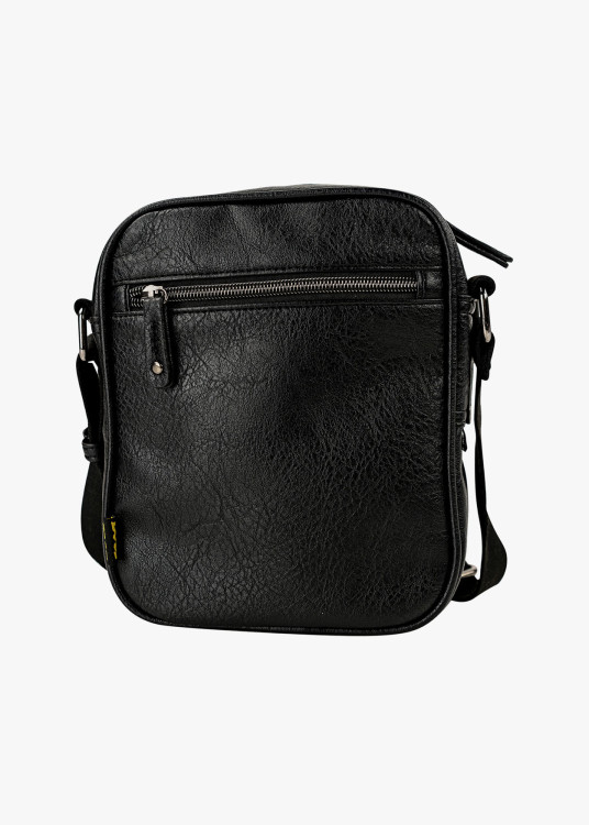Bolso bandolera efecto piel múltiples bolsillos negro