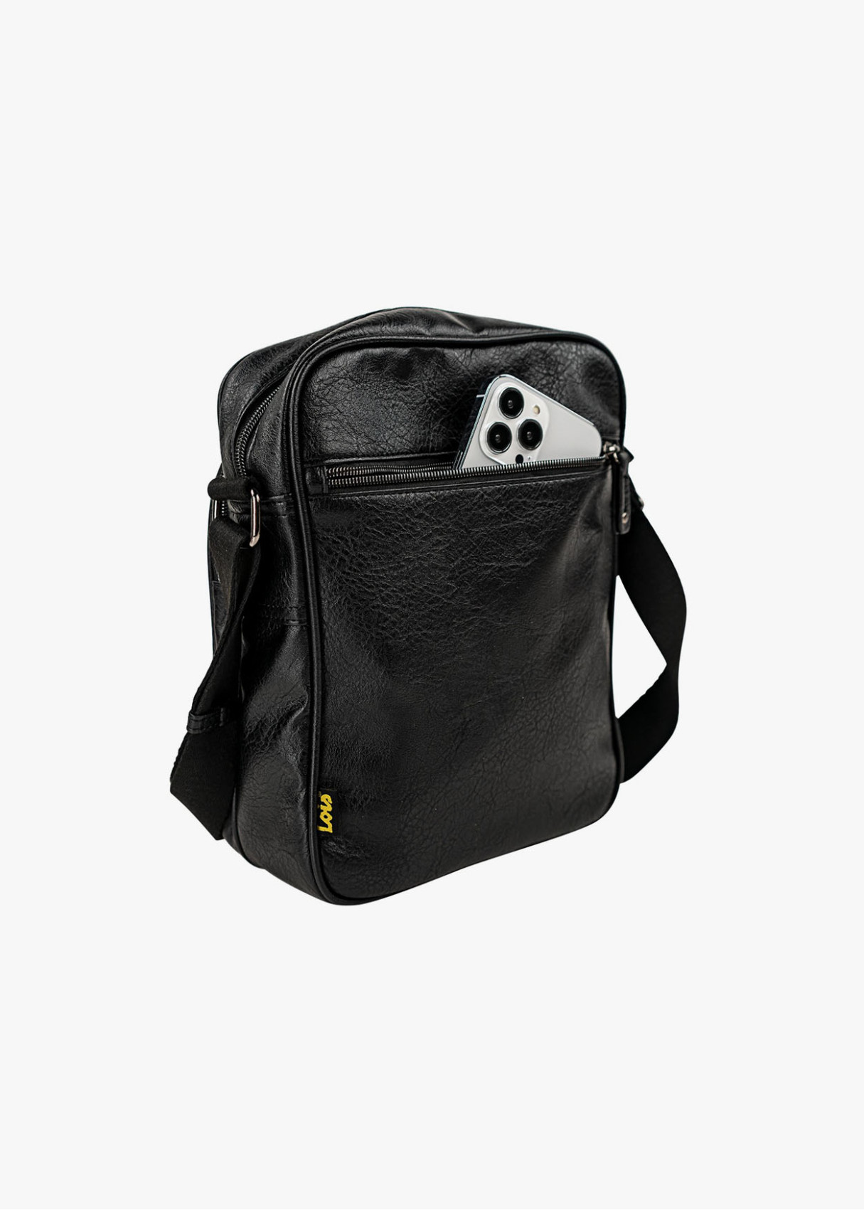 Bandolera clásica efecto piel negra