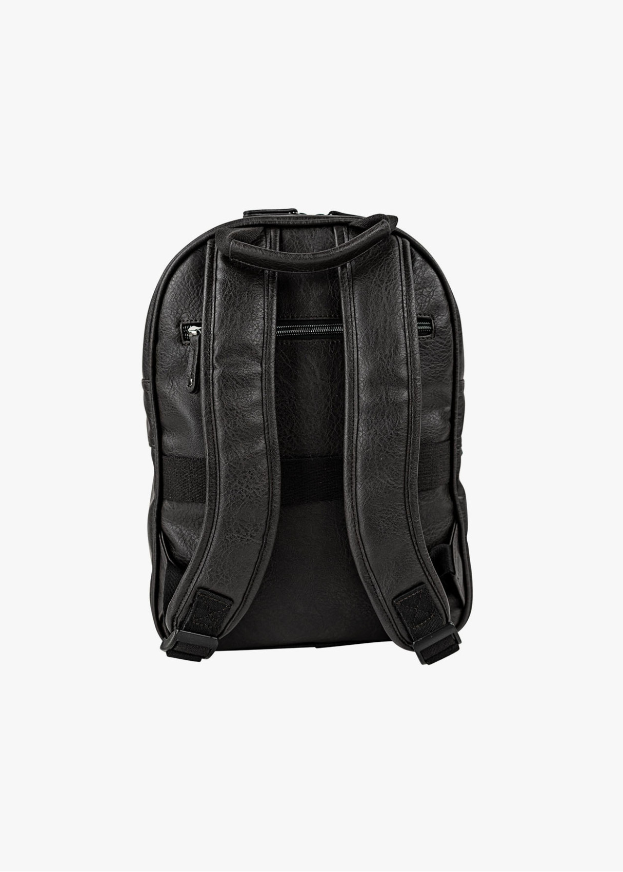 Mochila clásica efecto piel bolsillo frontal negro