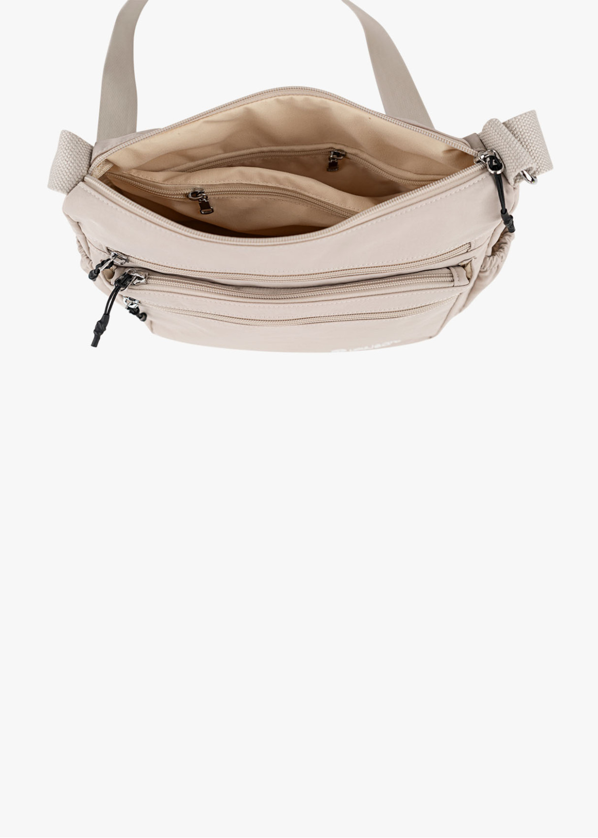 Bolso Bandolera monocolor múltiples bolsillos beige