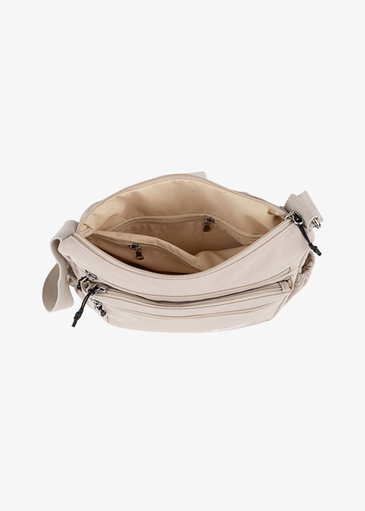 Bolso Bandolera monocolor múltiples bolsillos beige