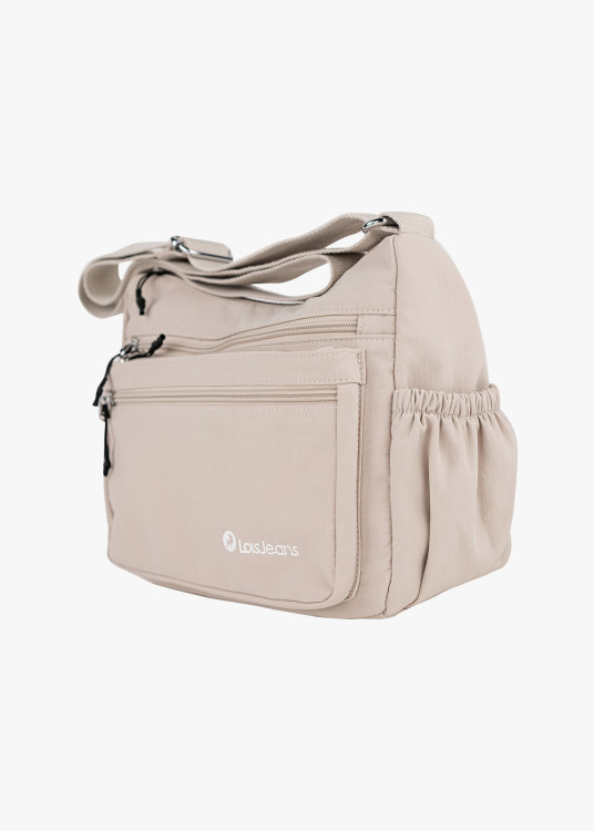 Bolso Bandolera monocolor múltiples bolsillos natural