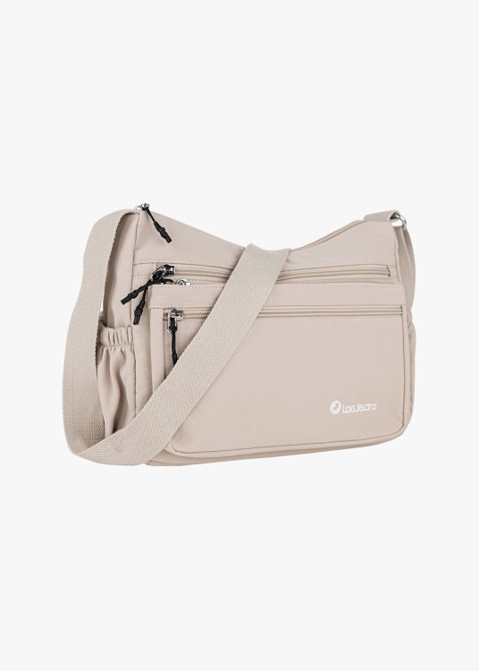 Bolso Bandolera monocolor múltiples bolsillos natural