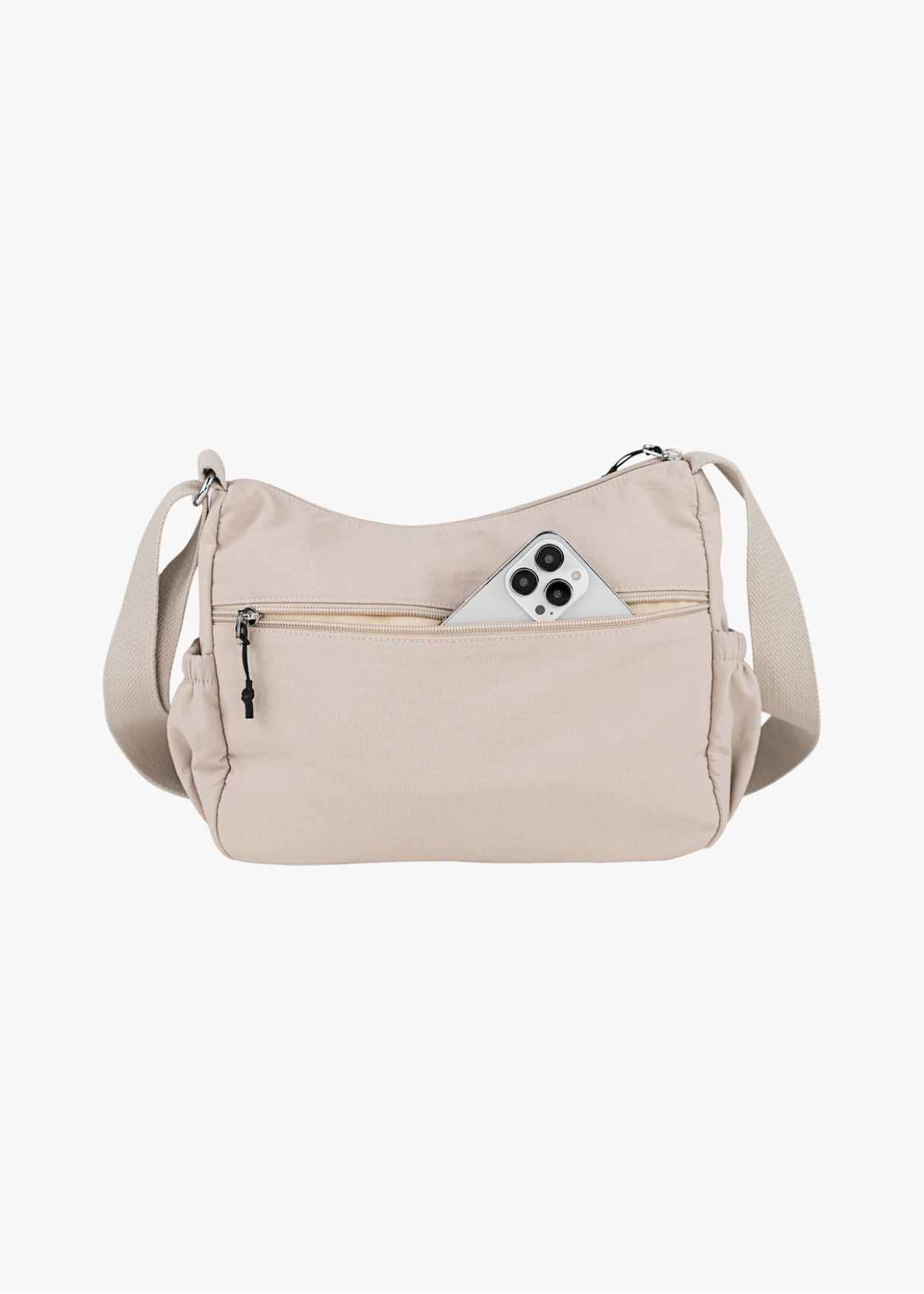 Bolso Bandolera monocolor múltiples bolsillos beige