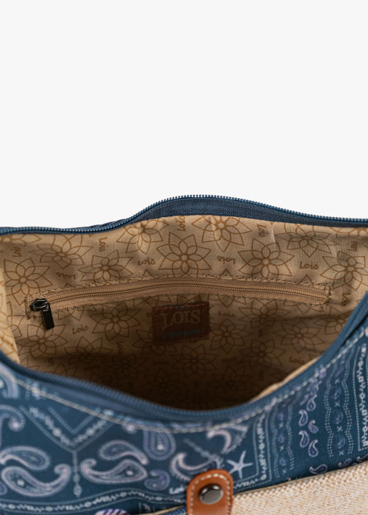 Bolso Bandolera combinado estampados azul