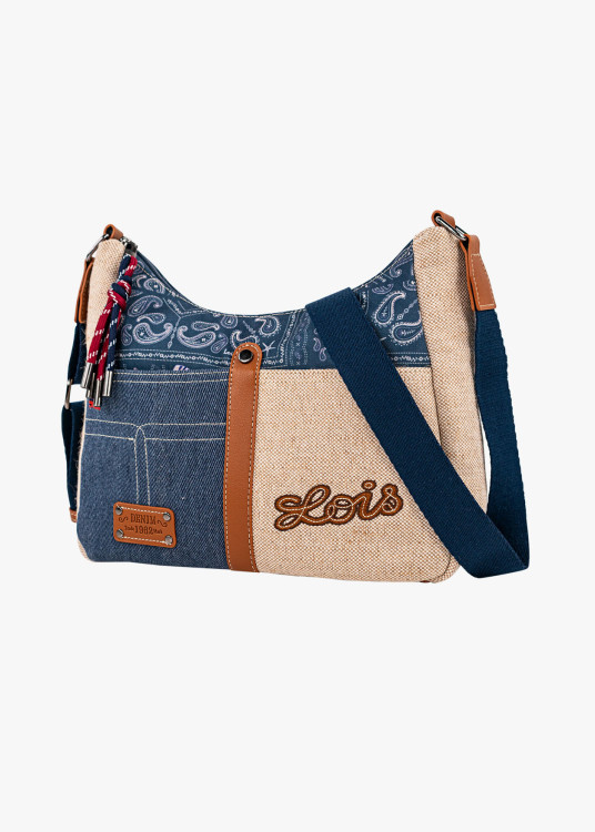 Bolso Bandolera combinado estampados azul
