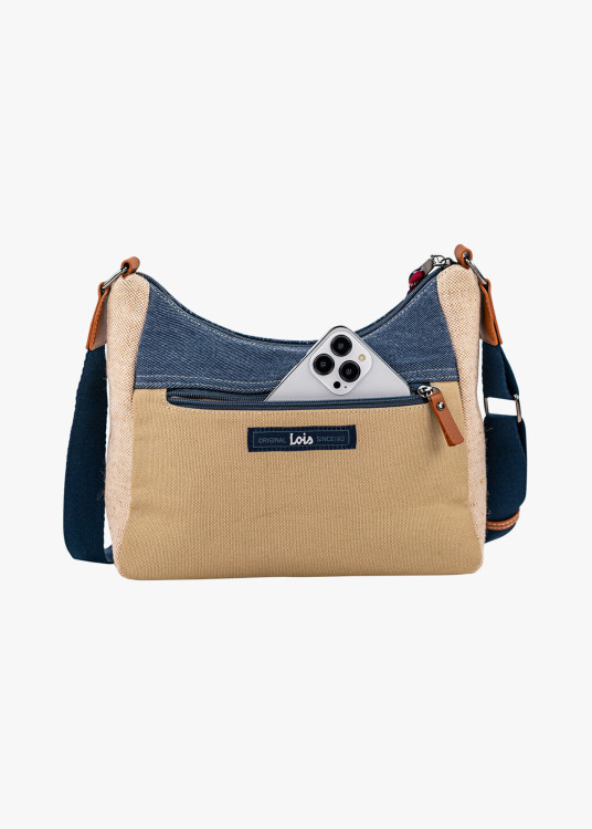 Bolso Bandolera combinado estampados azul