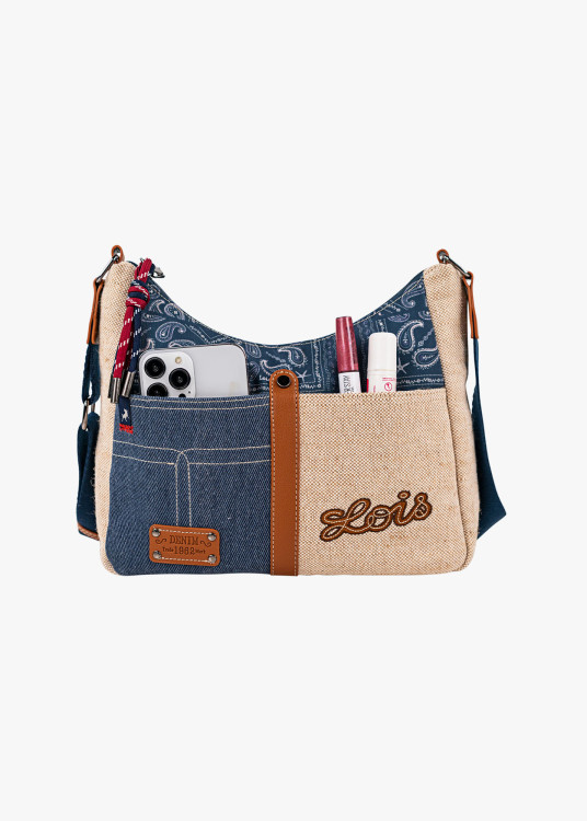 Bolso Bandolera combinado estampados azul