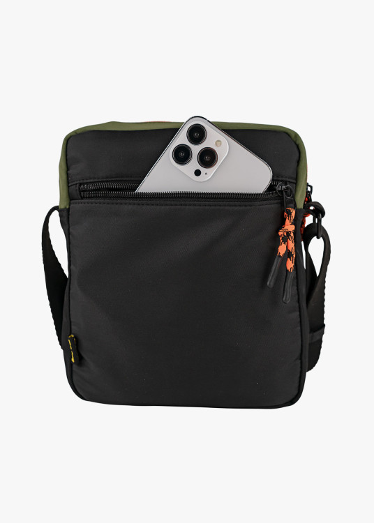 Bandolera casual bolsillo frontal caqui