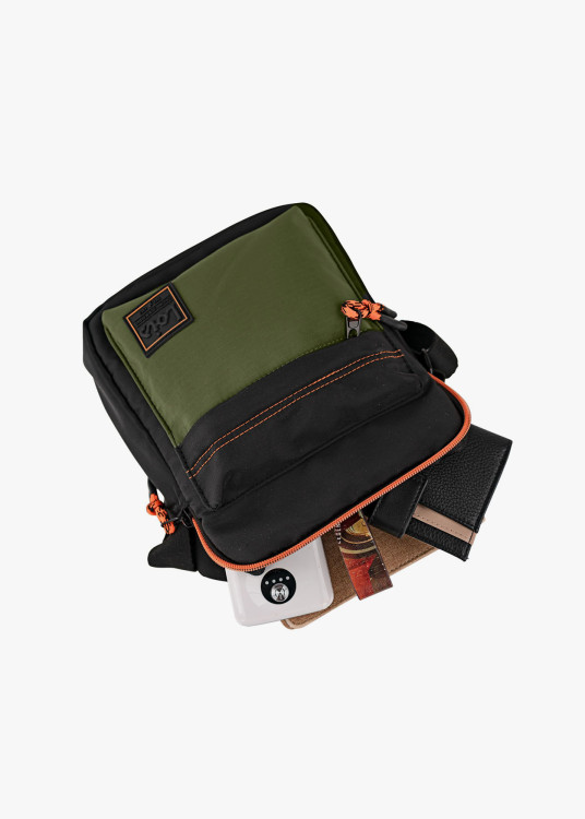 Bandolera casual contraste caqui