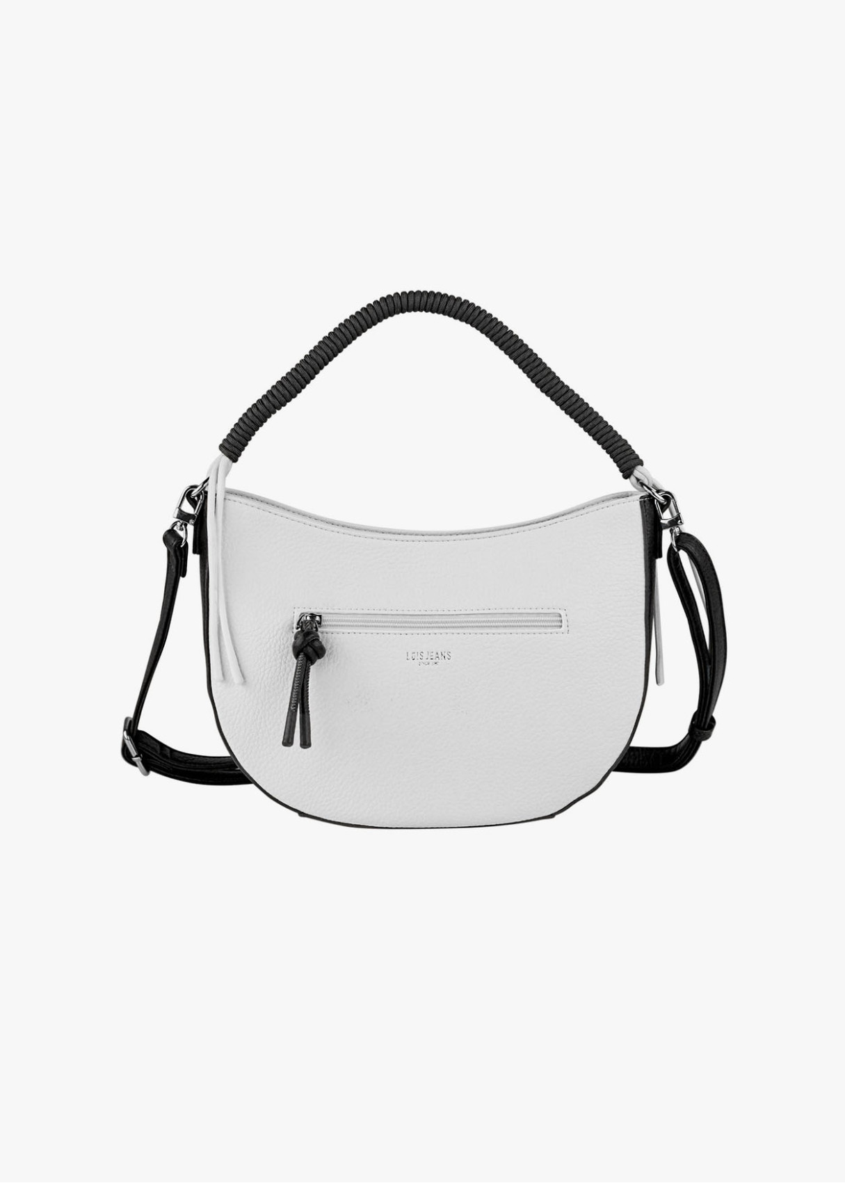 Bolso bandolera bicolor asa superior trenzada negro