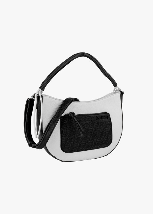 Bolso bandolera bicolor asa superior trenzada negro